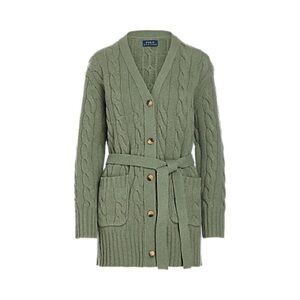 Polo Ralph Lauren Belted Cable-Knit Wool-Cashmere Cardigan